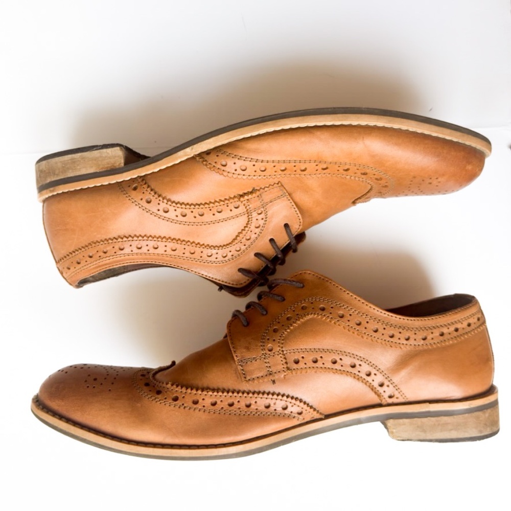DUNE Lace Up Oxford Dress Leather Shoes Brown Men's Size 13